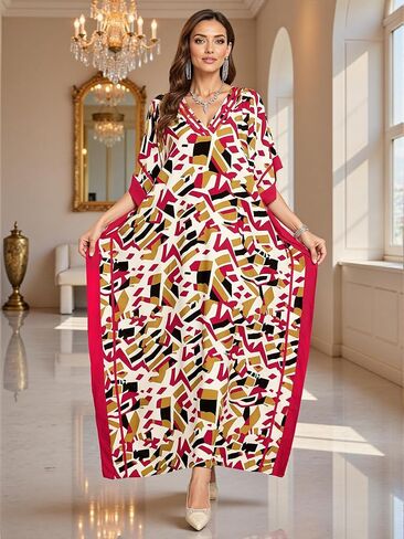 فساتين Mumu مقاس كبير للنساء - قفطان بوهو بأكمام جناح الخفاش مع فتحات جانبية، ثوب نوم طويل Moo Moo وغطاء للشاطئ in Saudi Arabia