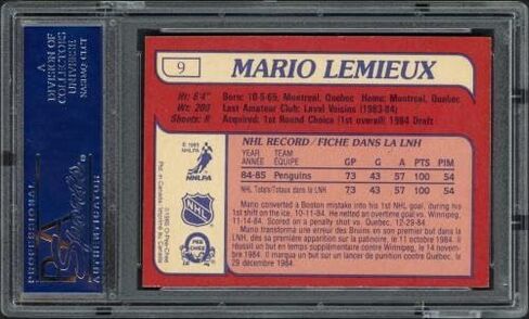 Mario Lemieux Autographed 1985 O-Pee-Chee Rookie Card #9 Pittsburgh Penguins PSA/DNA #16865698 - Hockey Slabbed Autographed Rookie Cards in Saudi Arabia