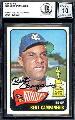 بيرت كامبانيريس جوهرة النعناع 10 بيكيت باس موقعة 1965 Topps Rookie Autograph - بطاقات البيسبول الموقعة in Saudi Arabia