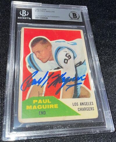 Paul Maguire Signed 1960 Fleer #128 Chargers Rookie Card Beckett Authenticated - Football Slabbed Autographed Rookie Cards in Saudi Arabia