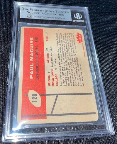 Paul Maguire Signed 1960 Fleer #128 Chargers Rookie Card Beckett Authenticated - Football Slabbed Autographed Rookie Cards in Saudi Arabia