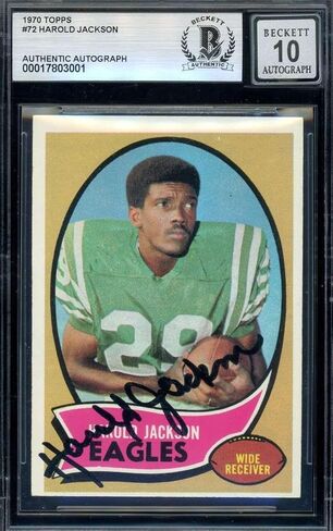 هارولد جاكسون جيم مينت 10 بيكيت باس موقعة 1970 Topps Rookie Autograph - كرة القدم Slabbed بطاقات مبتدئة موقعة in Saudi Arabia
