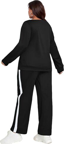 ملابس نسائية من Bealin مقاس كبير مكونة من قطعتين للنساء مخططة وأكمام طويلة بدلة رياضية أطقم الركض in Kuwait