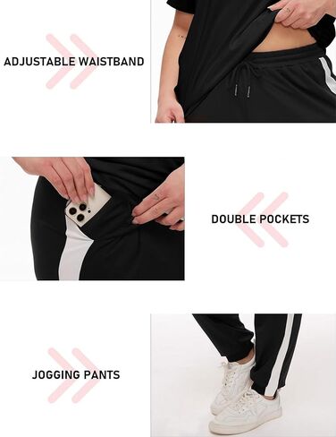 ملابس نسائية من Bealin مقاس كبير مكونة من قطعتين للنساء مخططة وأكمام طويلة بدلة رياضية أطقم الركض in Kuwait