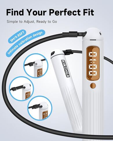 حبل القفز الذكي 2 في 1 من كينثيا، التحكم في التطبيق وتسجيل البيانات، حبل القفز اللاسلكي مع عداد للنساء والرجال، جميع الأعمار، حبل القفز قابل للتعديل للياقة القلب في مساحة منزلية محدودة وفي الهواء الطلق in Kuwait