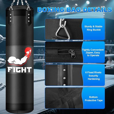 Punching Bag Set for Adults, 4FT Heavy Boxing Bag Set with 12 OZ Boxing Gloves, Suitable for MMA Karate Kickboxing Boxing Muay Thai Training at Home or Gym - Unfilled Heavy Bag in Saudi Arabia