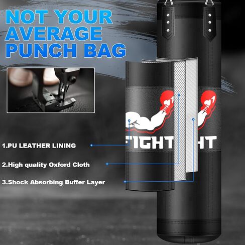 Punching Bag Set for Adults, 4FT Heavy Boxing Bag Set with 12 OZ Boxing Gloves, Suitable for MMA Karate Kickboxing Boxing Muay Thai Training at Home or Gym - Unfilled Heavy Bag in Saudi Arabia