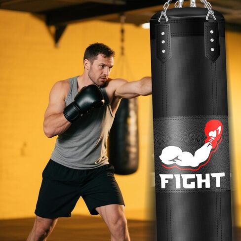 Punching Bag Set for Adults, 4FT Heavy Boxing Bag Set with 12 OZ Boxing Gloves, Suitable for MMA Karate Kickboxing Boxing Muay Thai Training at Home or Gym - Unfilled Heavy Bag in Saudi Arabia