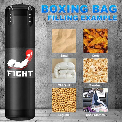 Punching Bag Set for Adults, 4FT Heavy Boxing Bag Set with 12 OZ Boxing Gloves, Suitable for MMA Karate Kickboxing Boxing Muay Thai Training at Home or Gym - Unfilled Heavy Bag in Saudi Arabia