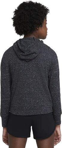 هودي جيرسي بسحاب كامل من Nike Sportswear للأطفال الكبار (للبنات) (كبير، أسود منقط/أسود/أبيض) in Saudi Arabia