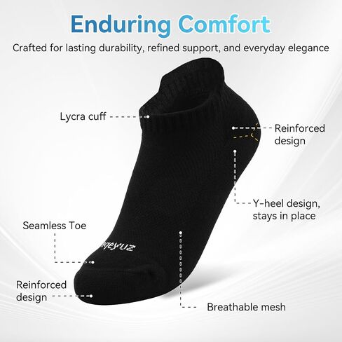 94% Cotton Cushioned Ankle Running Socks 5 Pairs Low Cut Athletic Socks with Tab for Women and Men in Saudi Arabia