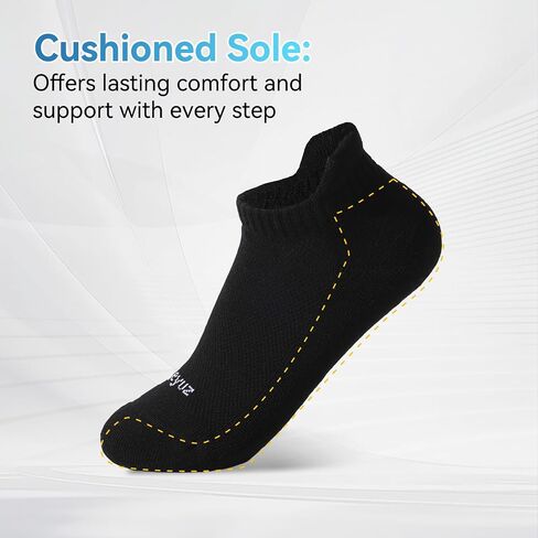 94% Cotton Cushioned Ankle Running Socks 5 Pairs Low Cut Athletic Socks with Tab for Women and Men in Saudi Arabia