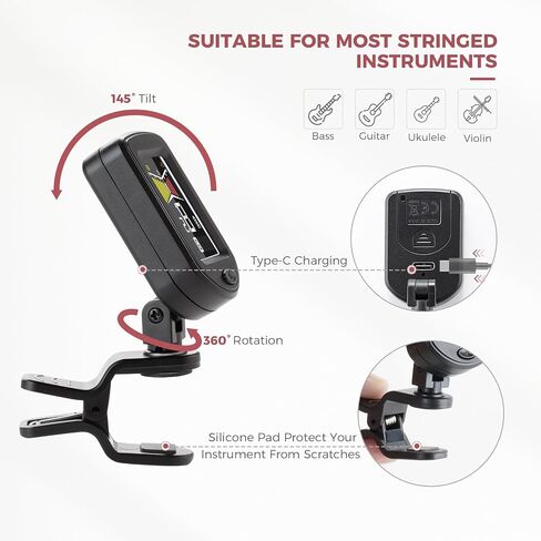 41PCS Guitar Picks Rechargeable Guitar Tuner Clip on Chromatic Digital Tuner Acoustic Guitar Accessories Kit for Guitars Violin, Ukulele, Bass in Saudi Arabia
