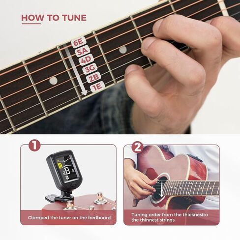 41PCS Guitar Picks Rechargeable Guitar Tuner Clip on Chromatic Digital Tuner Acoustic Guitar Accessories Kit for Guitars Violin, Ukulele, Bass in Saudi Arabia
