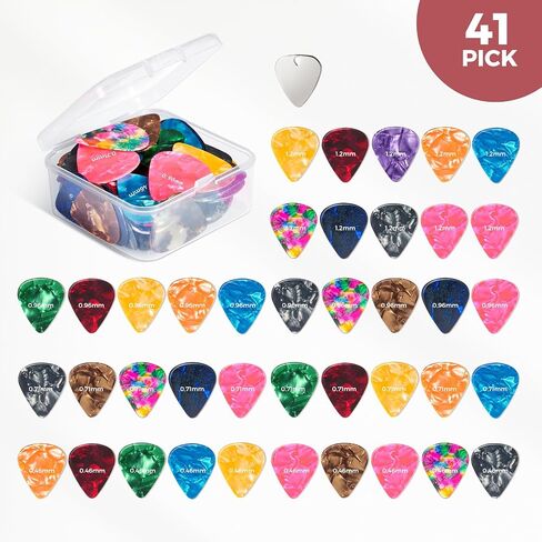 41PCS Guitar Picks Rechargeable Guitar Tuner Clip on Chromatic Digital Tuner Acoustic Guitar Accessories Kit for Guitars Violin, Ukulele, Bass in Saudi Arabia