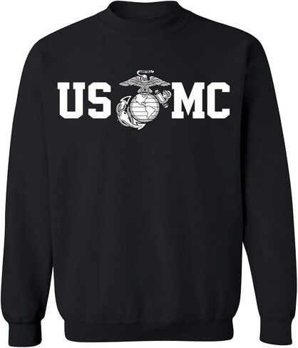 Marine Corps Men's Sweatshirts Crewneck USMC Logo Globe in Center Military Sweatshirt in Saudi Arabia