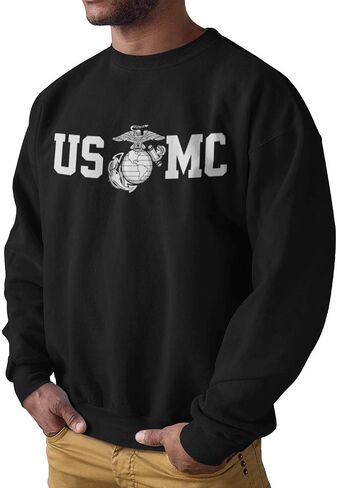 Marine Corps Men's Sweatshirts Crewneck USMC Logo Globe in Center Military Sweatshirt in Saudi Arabia
