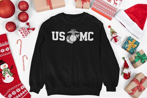 Marine Corps Men's Sweatshirts Crewneck USMC Logo Globe in Center Military Sweatshirt in Saudi Arabia