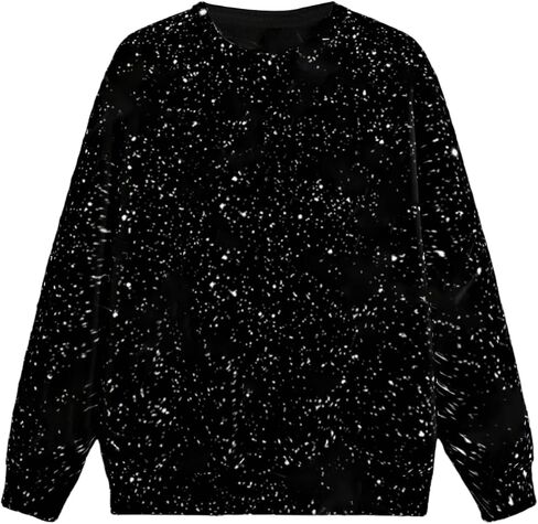 Men's Glitter Graphic Print Crewneck Sweatshirts Long Sleeve Pullover Tops Fall Clothes in Saudi Arabia