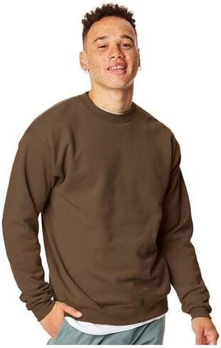 Hanes Men's EcoSmart Sweatshirt, Crewneck, Army Brown 1-pack, Large in Saudi Arabia