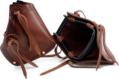Jeereal Western Saddle Pair Tapadero Stirrups (4.75"), Handmade Tooled Heavy Duty Saddle Leather in Saudi Arabia