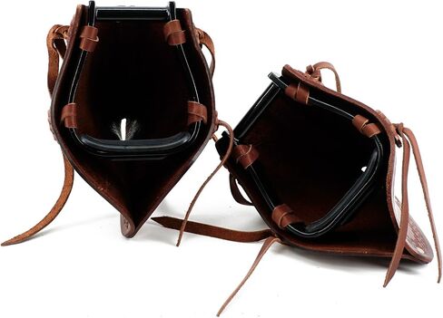 Jeereal Western Saddle Pair Tapadero Stirrups (4.75"), Handmade Tooled Heavy Duty Saddle Leather in Saudi Arabia