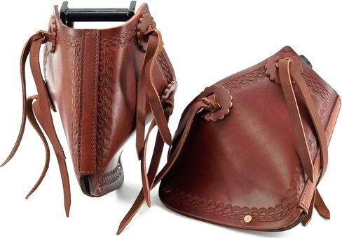 Jeereal Western Saddle Pair Tapadero Stirrups (4.75"), Handmade Tooled Heavy Duty Saddle Leather in Saudi Arabia