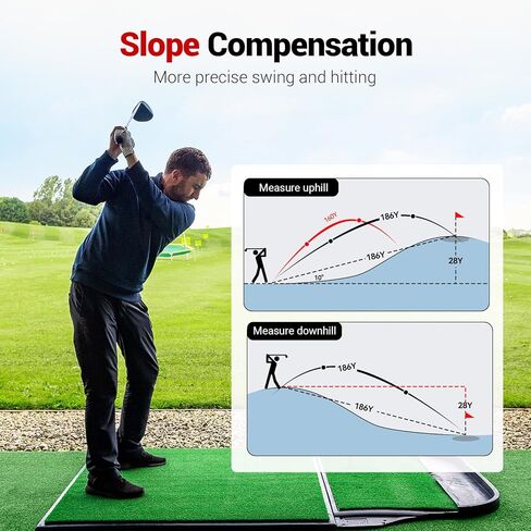 جهاز تحديد نطاق الجولف بطول 1200 ياردة مع وضع المنحدر، جهاز تحديد نطاق الجولف بالليزر التكبير 7X مع فتحة حامل ثلاثي القوائم، اهتزاز قفل عمود العلم، بطارية CR2-3V، ملحقات جولف قياس المسافة هدية للرجال in Kuwait