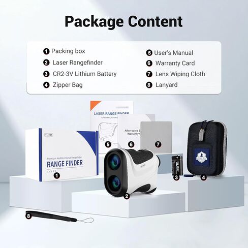 جهاز تحديد نطاق الجولف بطول 1200 ياردة مع وضع المنحدر، جهاز تحديد نطاق الجولف بالليزر التكبير 7X مع فتحة حامل ثلاثي القوائم، اهتزاز قفل عمود العلم، بطارية CR2-3V، ملحقات جولف قياس المسافة هدية للرجال in Kuwait
