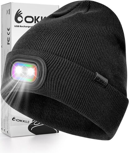 Beanie with Headlamp Beanie with Light LED Winter Stocking Cap Knit Hats for Men Women in Saudi Arabia