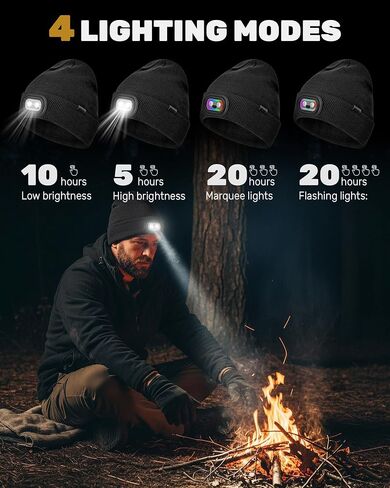 Beanie with Headlamp Beanie with Light LED Winter Stocking Cap Knit Hats for Men Women in Saudi Arabia