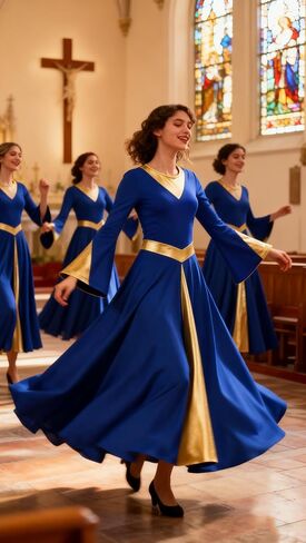 MOLLDAN Women Praise Dance Dress with Lining Metallic Fit Full Length Liturgical Long Sleeve Worship Dress in Saudi Arabia