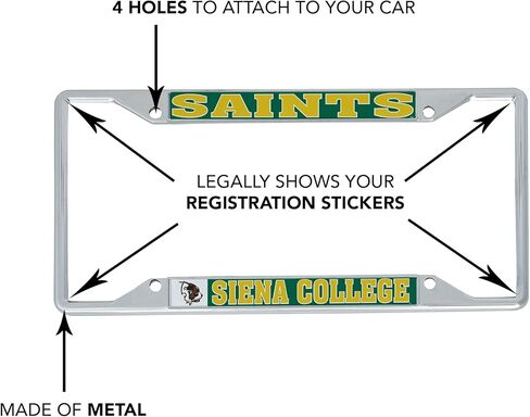 Desert Cactus Siena College Car Accessories Metal License Plate Frame for Front or Rear of Car (Mascot 2 Pack) in Saudi Arabia