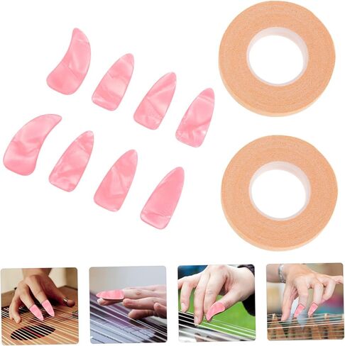 ibasenice Guzheng Nail Covers with Thickened Practice Finger Protectors and Adhesive Tape Comfortable Guzheng Nail Tapes for Learning Reusable Fingernail Protectors Large in Saudi Arabia