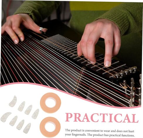 واقيات أظافر Guzheng جيدة التهوية مع شريط مزدوج الجوانب وأغطية أظافر كبيرة سميكة للعب Guzheng، حماية أصابع قابلة لإعادة الاستخدام للتمرين والتعلم in Saudi Arabia