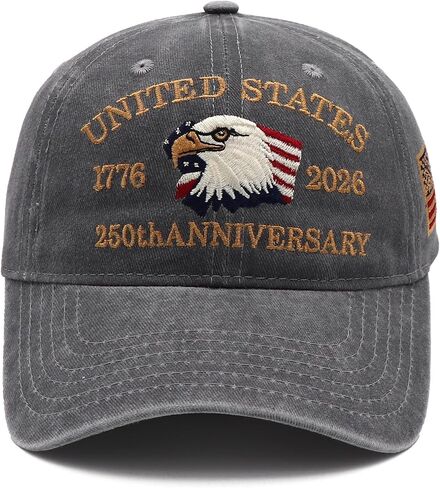 أمريكا 250th الذكرى الولايات المتحدة الأمريكية قبعة قابل للتعديل المطرزة 250th الذكرى الوطنية الرجعية غسلها قبعة قبعات البيسبول in Kuwait