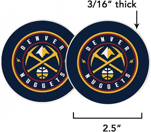 Desert Cactus Denver Nuggets Car Accessories NBA Basketball League Absorbent Sandstone Cup Coasters Licensed Product Set of 2 (Car Coaster A) in Saudi Arabia
