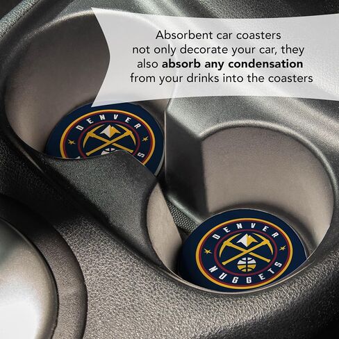 Desert Cactus Denver Nuggets Car Accessories NBA Basketball League Absorbent Sandstone Cup Coasters Licensed Product Set of 2 (Car Coaster A) in Saudi Arabia