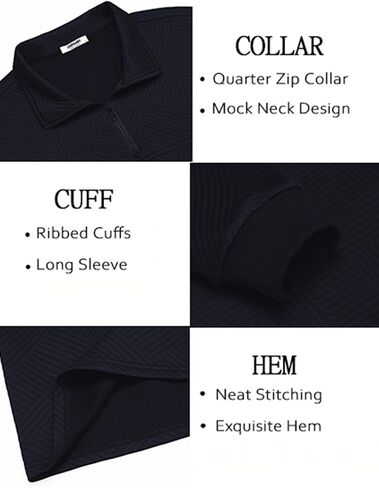 COOFANDY Mens Quarter Zip Sweatshirt Casual 1/4 Zip Pullover Business Casual Polo Sweatshirt Winter Tops Navy Blue in Saudi Arabia