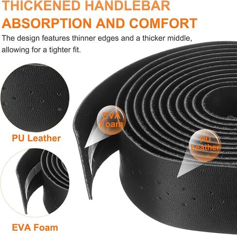 شريط مقود الدراجة HARFINGTON PU EVA بتصميم مثقوب شريط ناعم للدراجة مع مقابس نهاية لركوب الدراجات على الطرق والدراجات القابلة للطي لتعزيز قبضة الدراجة، أبيض in Saudi Arabia