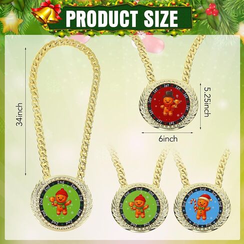 3 Pieces Medals Champ Chain Trophy 6 x 5.25 Inches Christmas Gingerbread Jumbo Award 1st 2nd 3rd Prizes for Women Men Family Decoration Prize Gift in Saudi Arabia