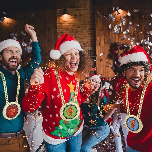 3 Pieces Medals Champ Chain Trophy 6 x 5.25 Inches Christmas Gingerbread Jumbo Award 1st 2nd 3rd Prizes for Women Men Family Decoration Prize Gift in Saudi Arabia