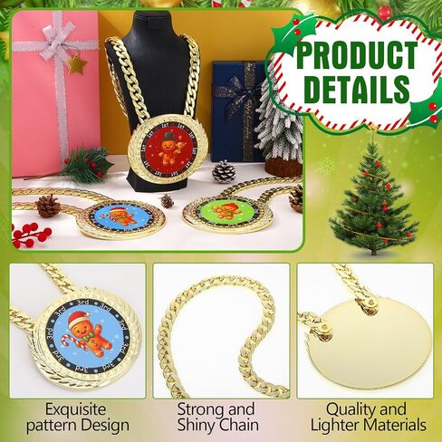 3 Pieces Medals Champ Chain Trophy 6 x 5.25 Inches Christmas Gingerbread Jumbo Award 1st 2nd 3rd Prizes for Women Men Family Decoration Prize Gift in Saudi Arabia