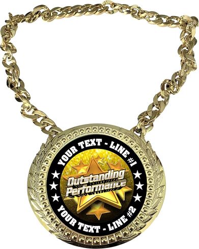 جائزة سلسلة أبطال Express Medals المخصصة للأداء المتميز مع سطرين من النص المخصص على ميدالية جائزة بلاستيكية صلبة كبيرة وسلسلة عنق ذهبية اللون بطول 86.36 سم. FCL519 in Saudi Arabia