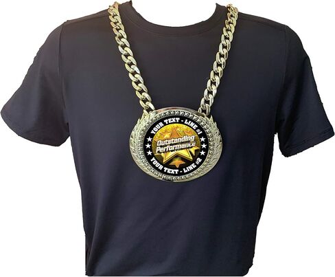 جائزة سلسلة أبطال Express Medals المخصصة للأداء المتميز مع سطرين من النص المخصص على ميدالية جائزة بلاستيكية صلبة كبيرة وسلسلة عنق ذهبية اللون بطول 86.36 سم. FCL519 in Saudi Arabia