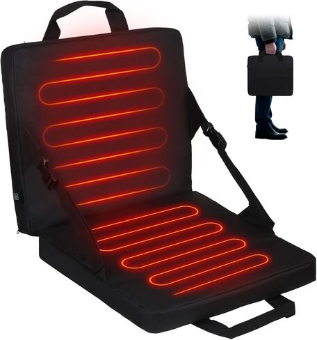 Heated Stadium Seats for Bleachers with Battery - Foldable Heated Seat Cushion with Backrest, 3-Level USB Heating, Portable for Outdoor Sports, Camping & Ice Fishing in Saudi Arabia