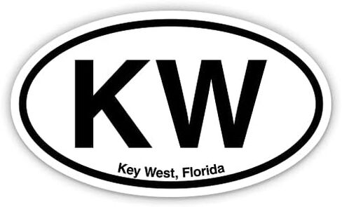 KW Key West FL Florida Oval Car Sticker Indoor Outdoor 5" x 3" in Saudi Arabia