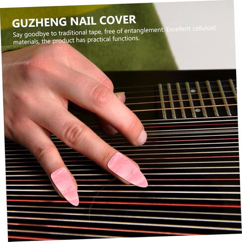 GALPADA Breathable Guzheng Nail Covers with Thickened Colored Practice Nails and Adhesive Tape Reusable Protective Finger Tips for Guzheng Players Easy to Clean and Portable Plus Tape in Saudi Arabia
