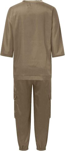 Aniywn Women Two Piece Outfits Sets Summer Satin Smooth Satin Half-Sleeved Top and Pants Set Women Clothing Work Going Out in Saudi Arabia