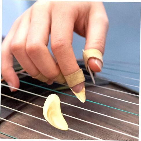 8pcs Amber Guzheng Finger Picks Fingertip Protectors for Adults Lightweight Nail Covers with Moderate Hardness Comfortable Fit for Professional Instrument Practice and Performance in Saudi Arabia